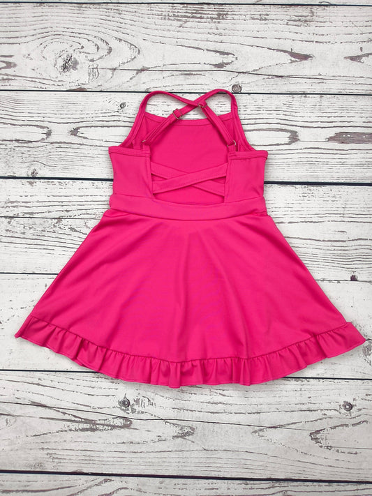 Hot Pink Girls Athletic Dress with Ruffle: