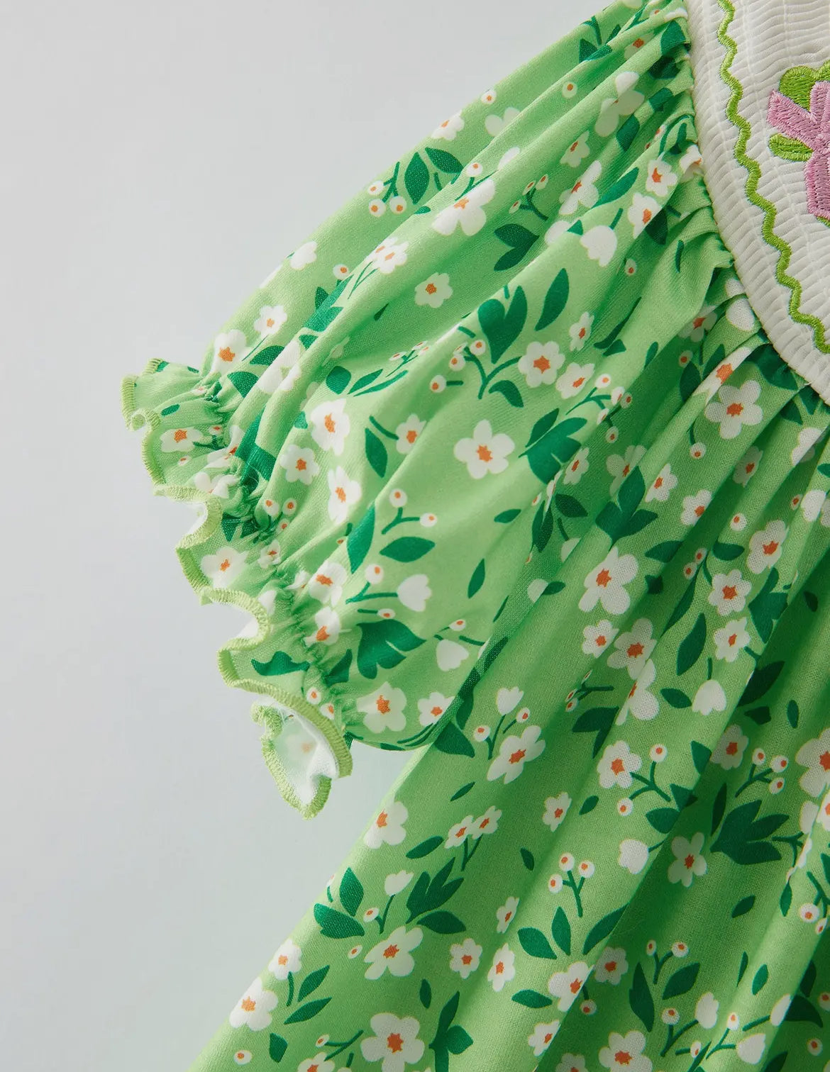 Smocked Embroidered Four leaf clover Dress
