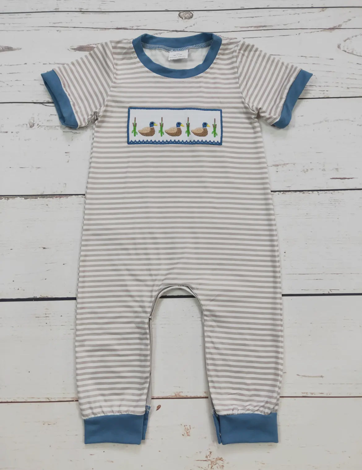 Boys Embroidered Duck Romper