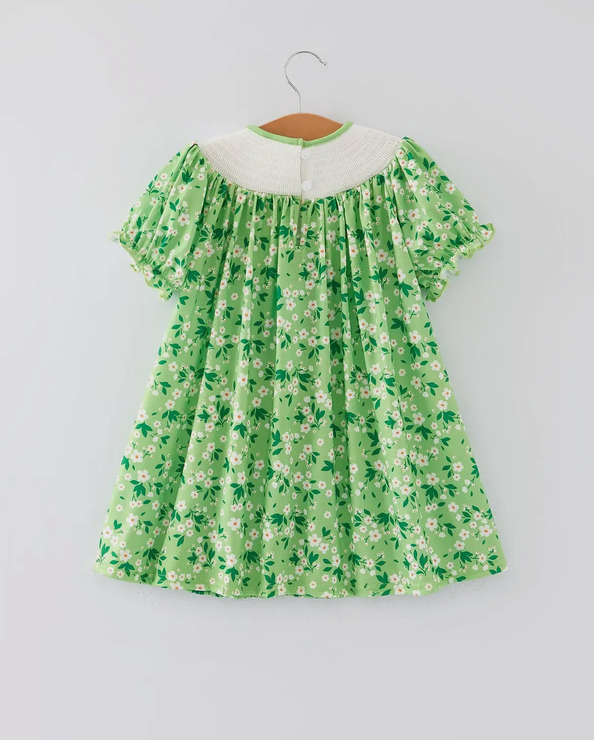 Smocked Embroidered Four leaf clover Dress