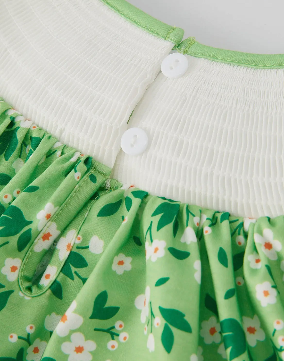 Smocked Embroidered Four leaf clover Dress