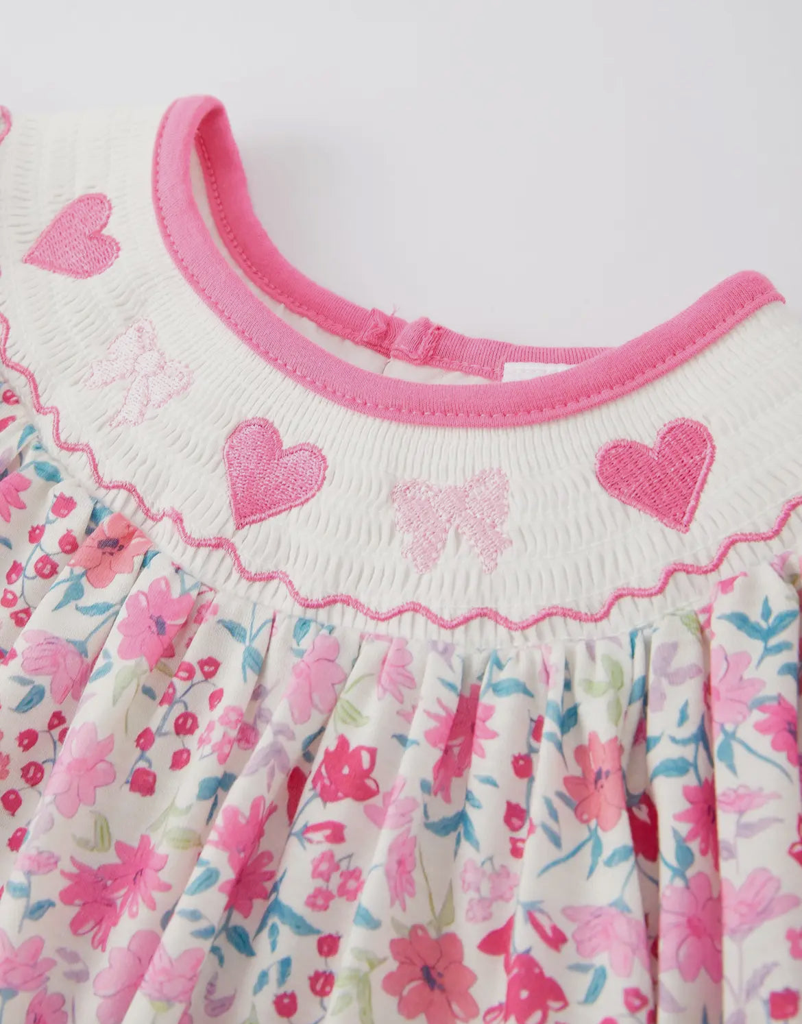 Smocked Embroidered Heart Dress