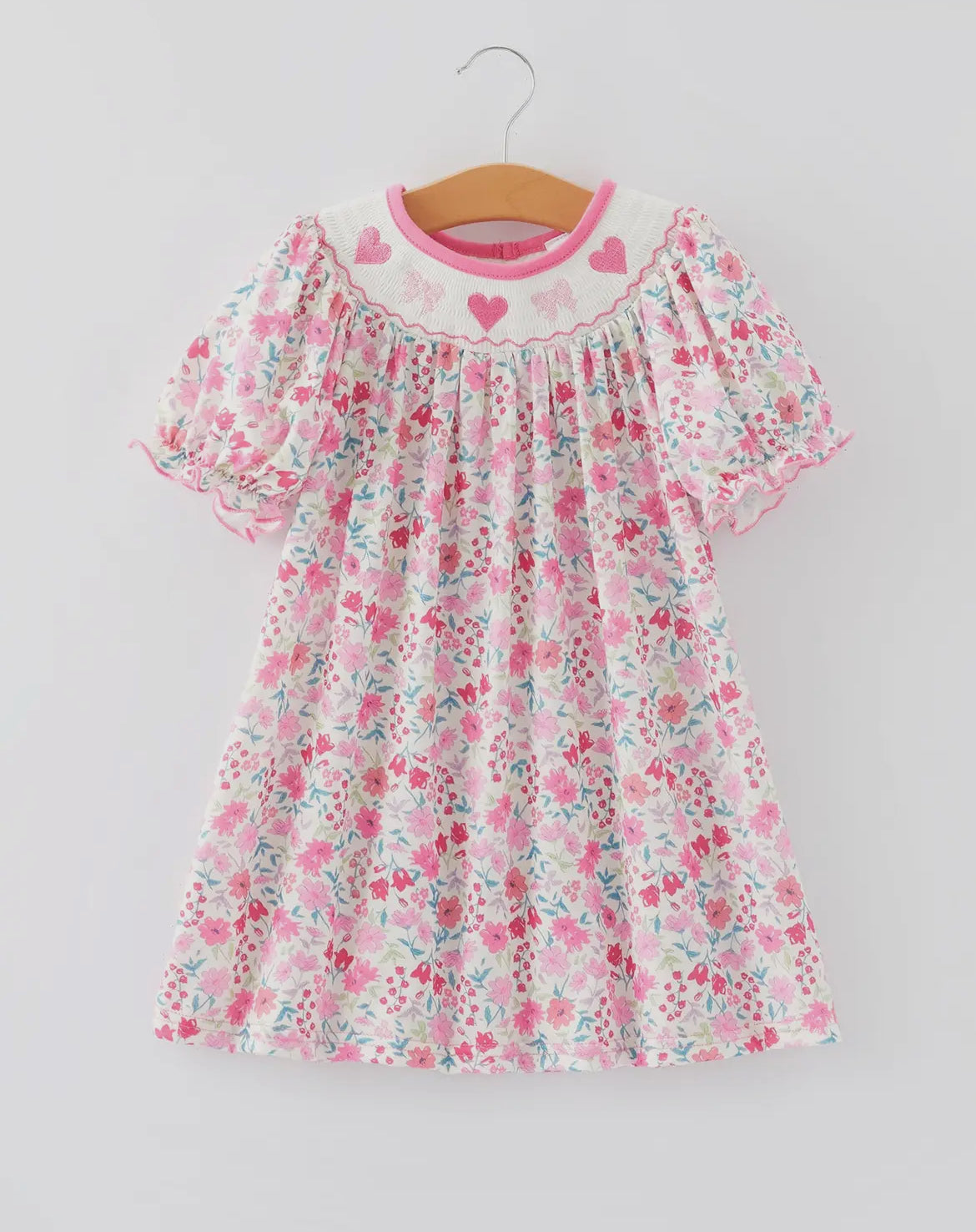 Smocked Embroidered Heart Dress