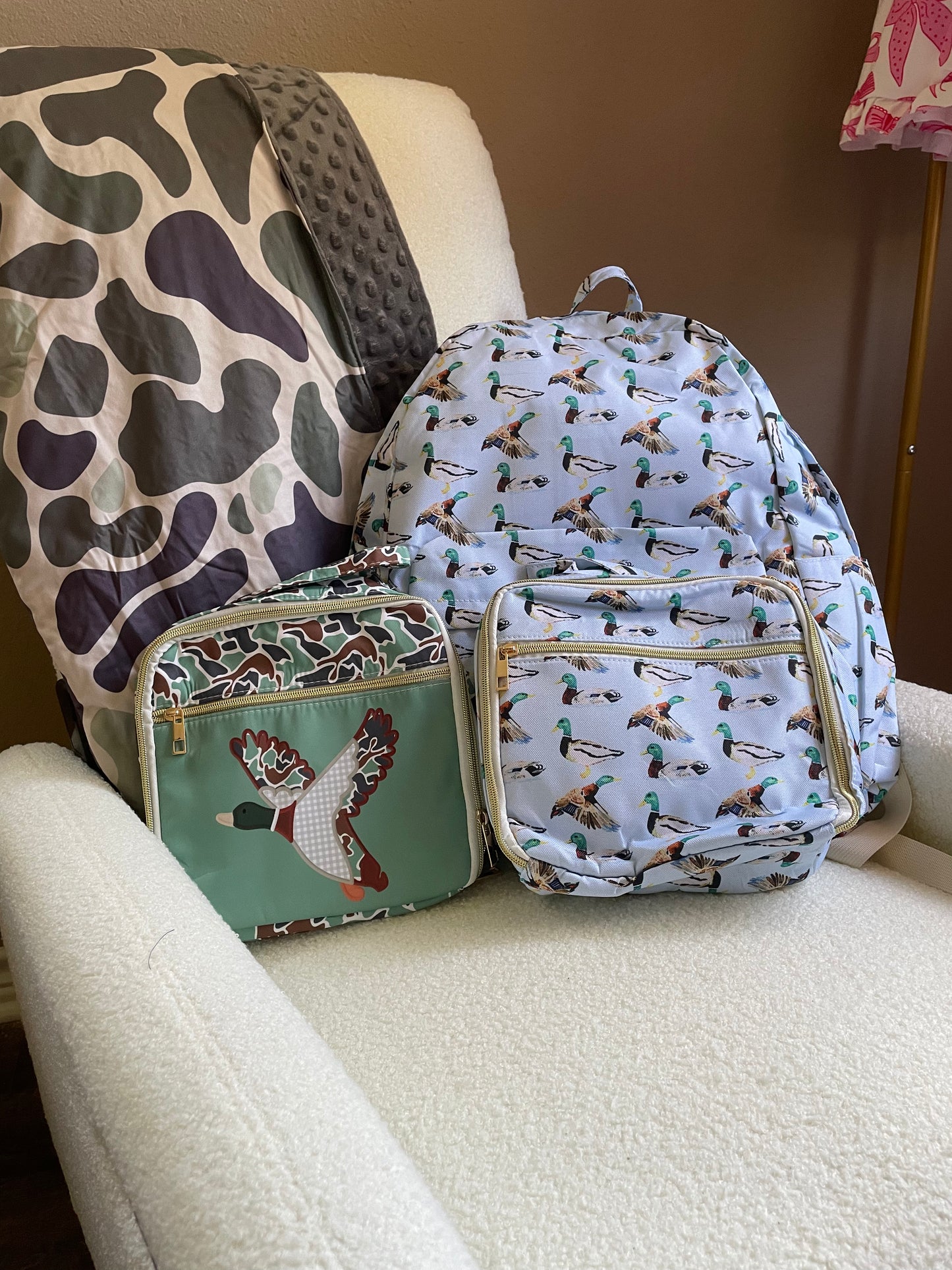 Camouflage Duck Printed Canvas Lunch Boxes Bag