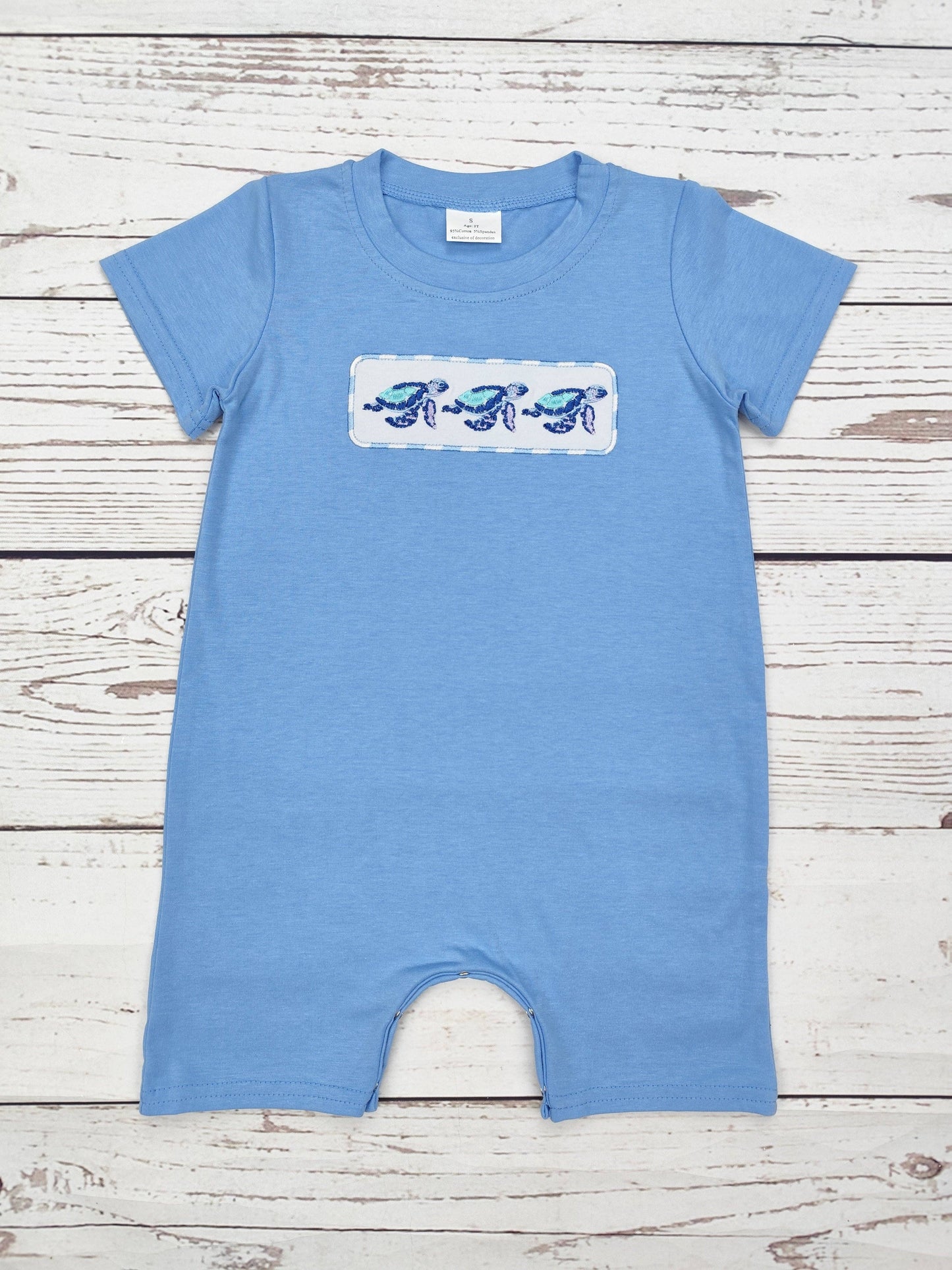 Baby Boy Sea Turtle Appliqué Romper