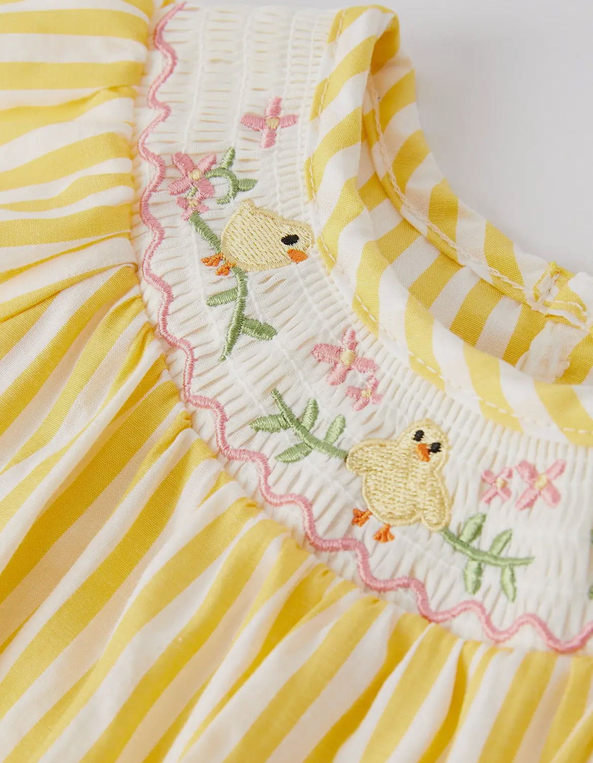 Smocked Spring little chick embroidered girls bubble 🐣