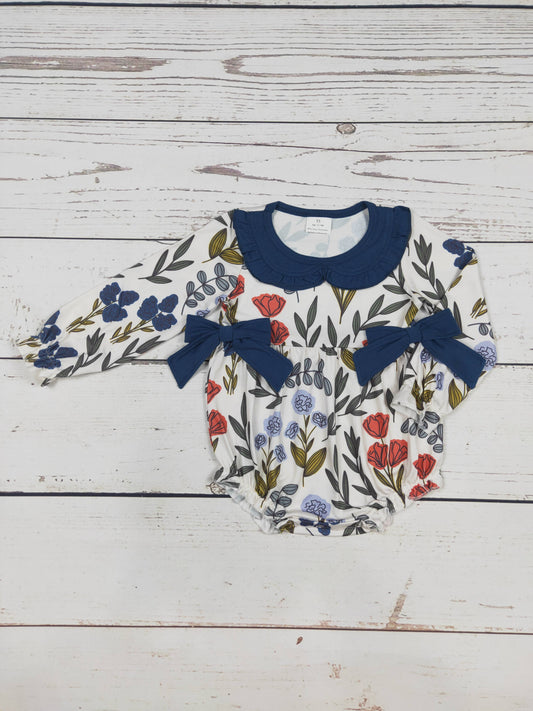 Collared  Flower Printed Bubble