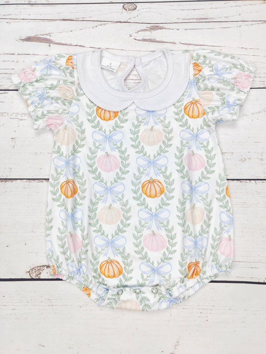 Collared Bow Pumpkin Print Bubble